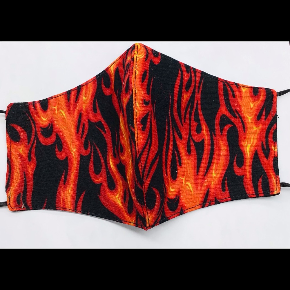 Flame Print Fitted Face Mask